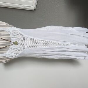 Ivory white crochet embroided knit gauze cover- up dress s